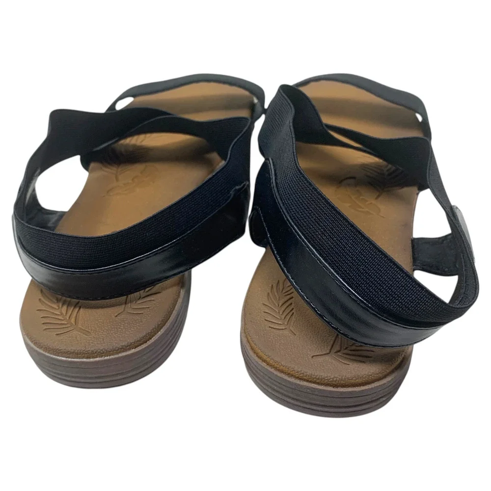 New Black Comfort Strappy Stretch Sandals Elastic Slip On Lightweight Sz 12